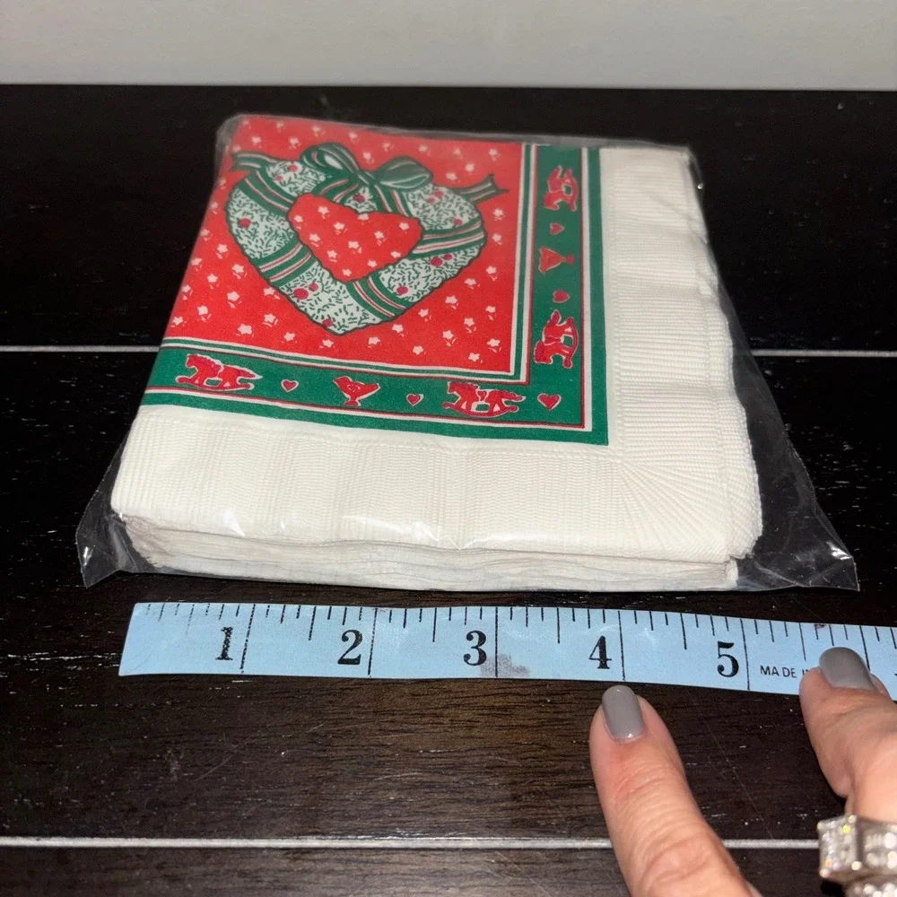 Vintage Contempo‎ Joan Luntz | 1988 | Christmas Holiday Heart Napkins | Sealed